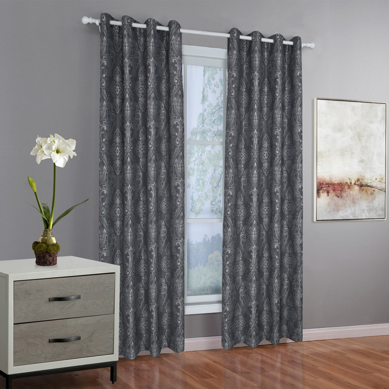 Silver Curtains For Living Room
 Charcoal Gray Curtains Silver Jacquard Luxury Damask