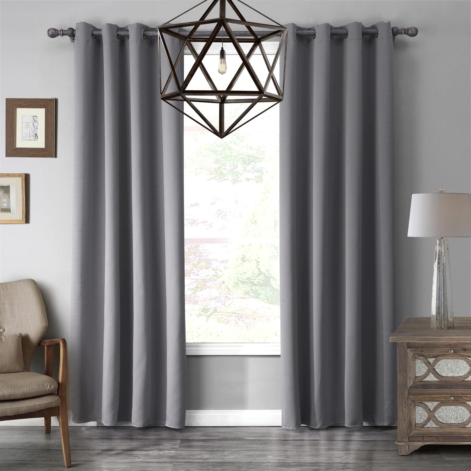 Silver Curtains For Living Room
 Gray Blackout Thermal Simple Bedroom Living Room Curtains