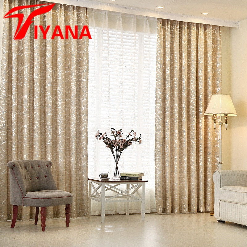 Silver Curtains For Living Room
 Tiyana Modern Silver Leaves Chenille Blinds Curtains