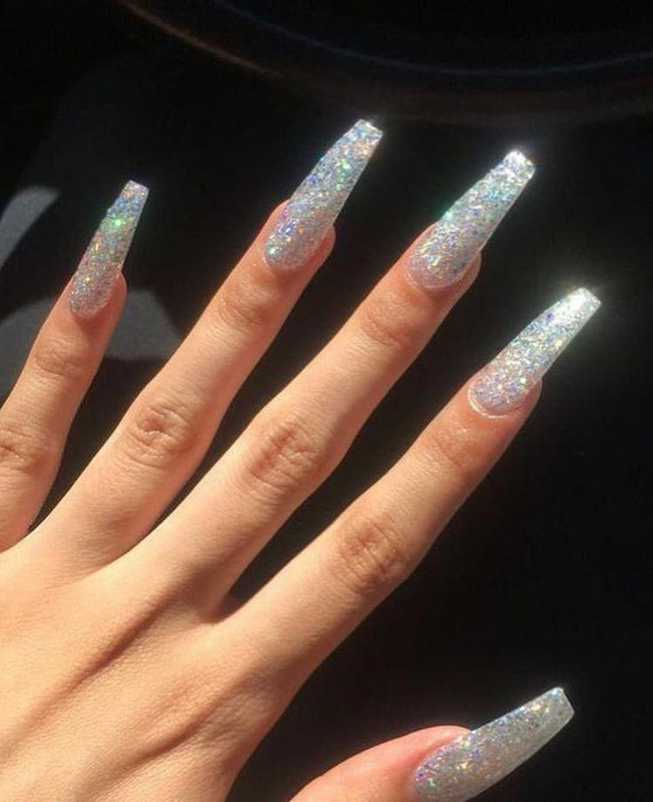 Silver Glitter Acrylic Nails
 gel nail shapes Diamonds almondshapednails