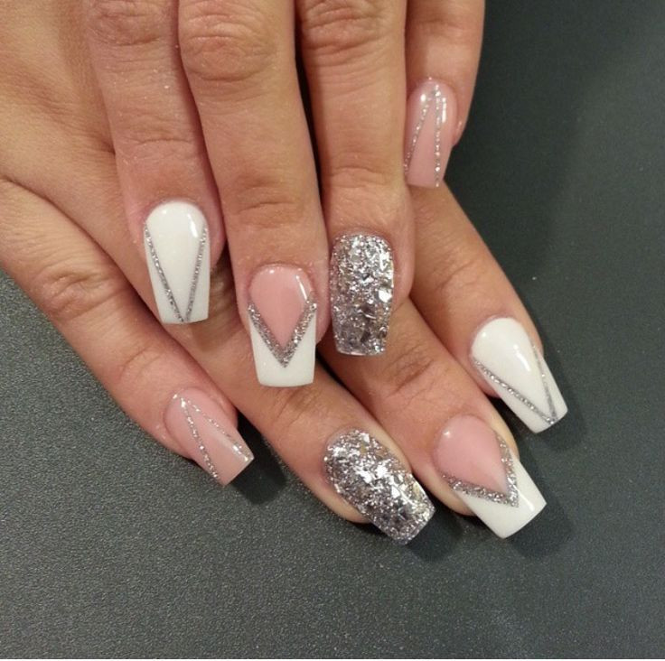 Silver Glitter Acrylic Nails
 Silver glitter acrylic nails New Expression Nails