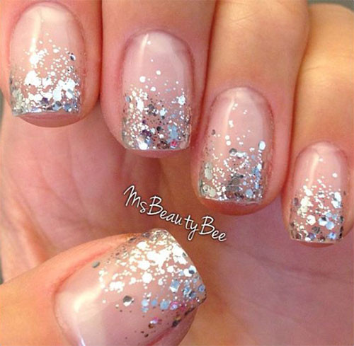 Silver Glitter Tips Nails
 50 Most Beautiful Glitter French Tip Nail Art Design Ideas