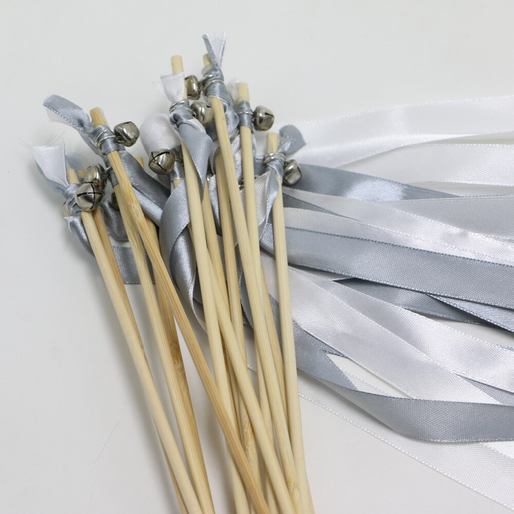 Silver Wedding Sparklers
 100pcs White & Silver Wedding Ribbon Lace Fairy Stick