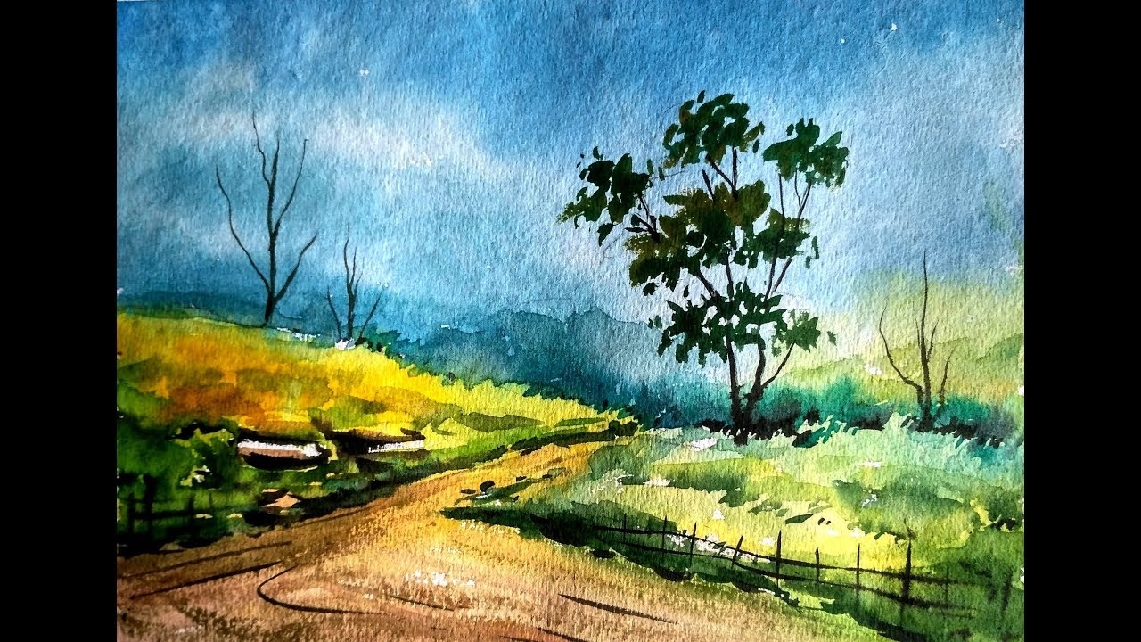 Simple Landscape Painting
 Simple Watercolor Landscape Painting for Beginners