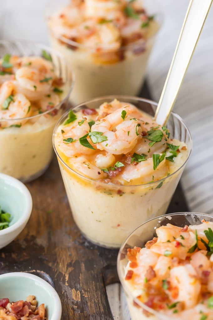 Simple Shrimp And Grits
 Shrimp and Grits Appetizer Cups Garlic Butter Shrimp and