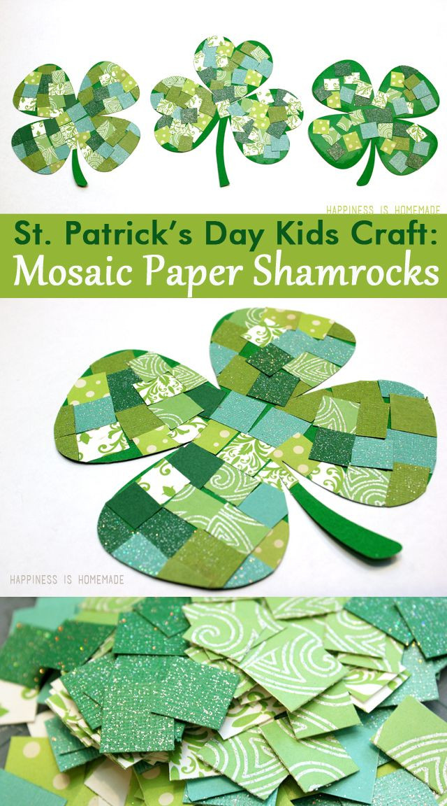Simple St Patrick's Day Crafts
 St Patrick s Day Kids Craft Mosaic Paper Shamrocks
