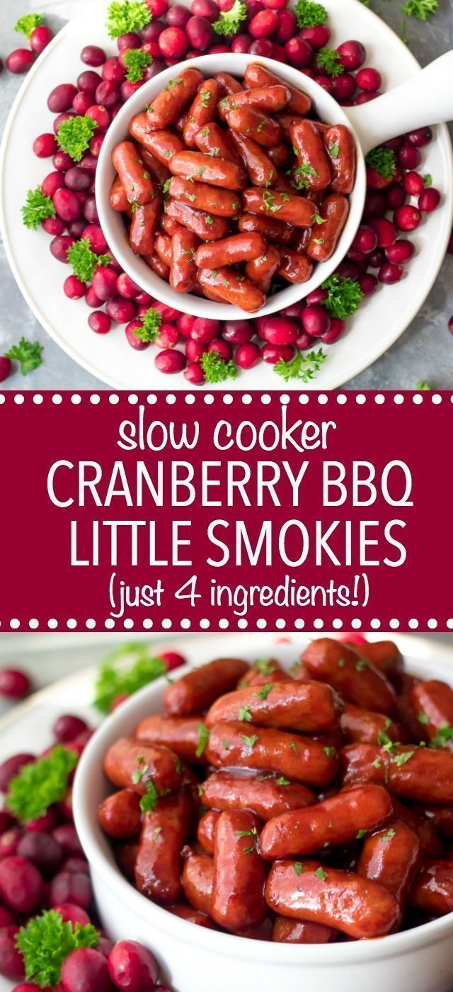 Slow Cooker Holiday Appetizers
 Slow Cooker Cranberry BBQ Little Smokies are the perfect