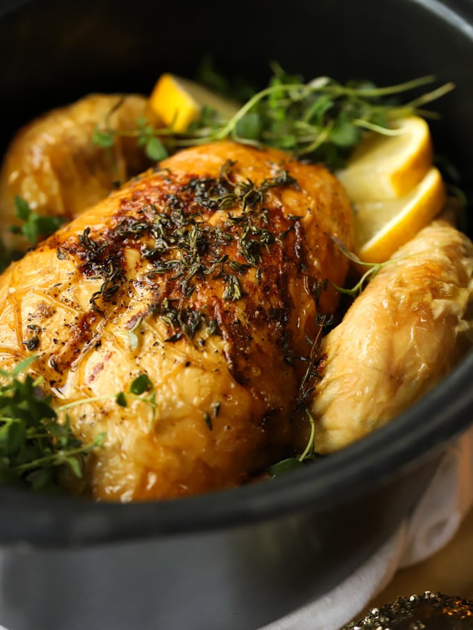 Slow Cooker Roasted Chicken
 Slow Cooker Whole Chicken with Lemon and Herb Butter