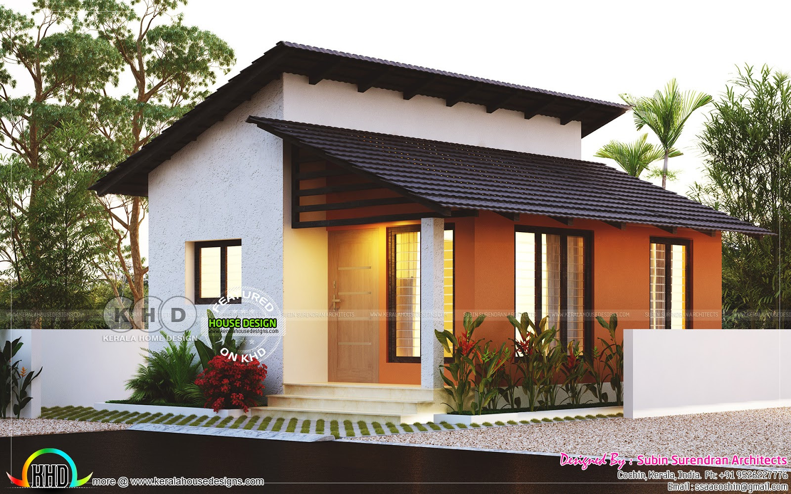 Small 2 Bedroom House
 Small low cost 2 bedroom home plan Kerala home design