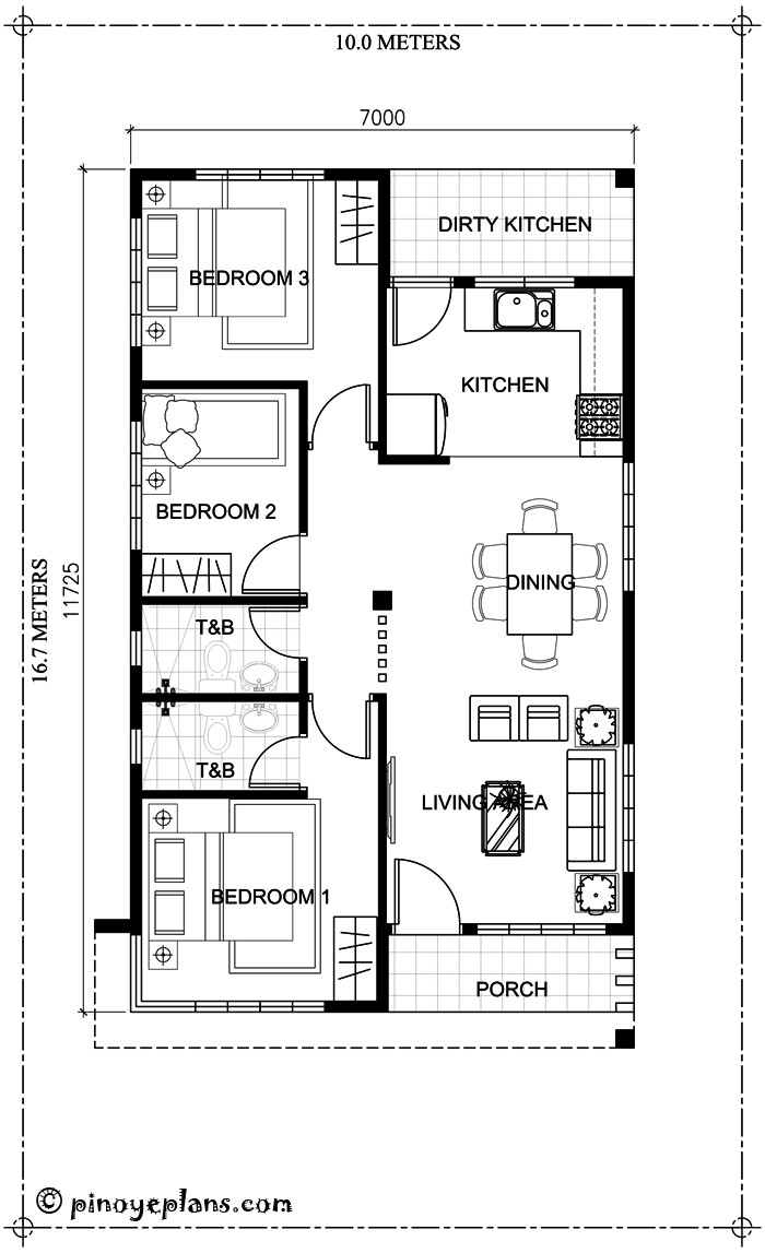 Small 3 Bedroom House Plans
 Simple Yet Elegant 3 Bedroom House Design SHD
