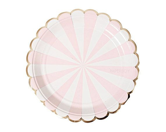 Small Bachelorette Party Ideas
 Blush Pink & Gold Paper Plates Dessert Scalloped Foil