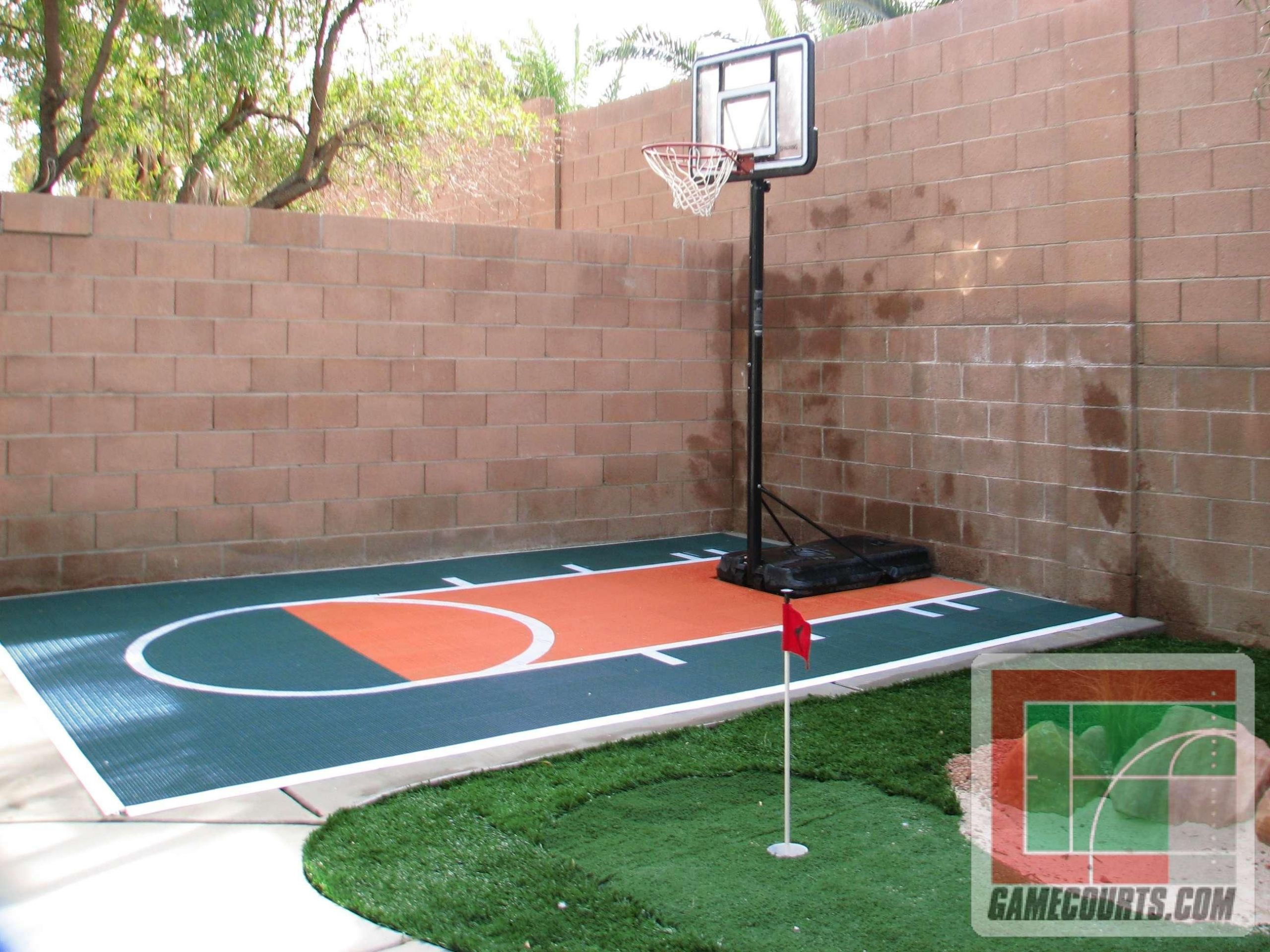 Small Backyard Basketball Court
 We could probably fit a mini court like this in one of the