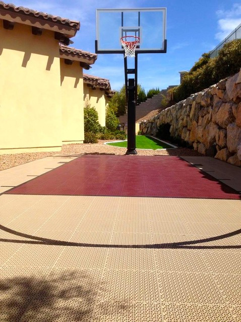 Small Backyard Basketball Court
 Small Home Backyard with SnapSports Outdoor Basketball
