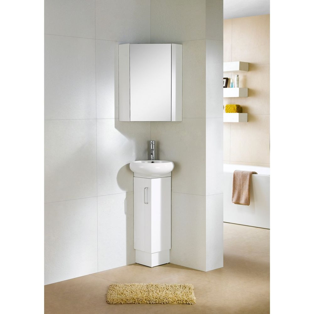 Small Bathroom Corner Cabinet
 Fine Fixtures Milan Wood White Small Corner Bathroom