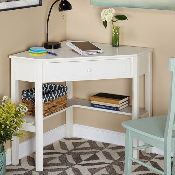 Small Desk For Living Room
 Simple Living Antique White Wood Corner puter Desk