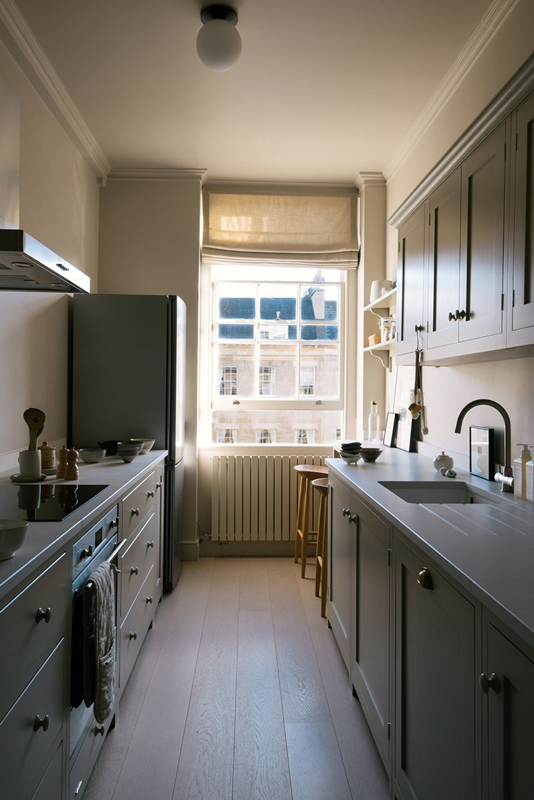 Small Gallery Kitchen Designs
 Small galley kitchen with bespoke breakfast nook