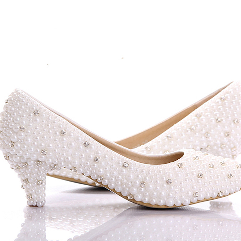 Small Heel Wedding Shoes
 2015 Custom make large size small heel bridal wedding