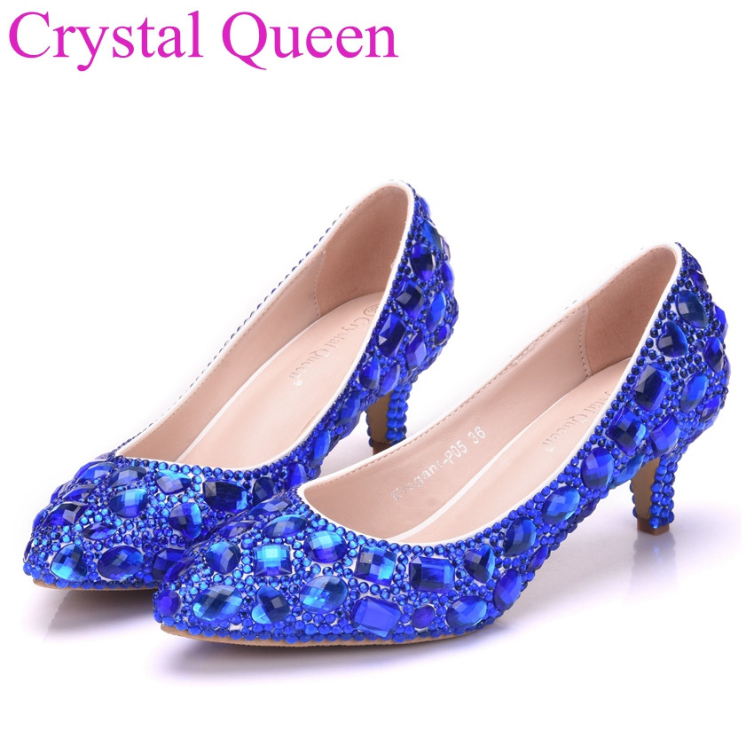 Small Heel Wedding Shoes
 Aliexpress Buy Crystal Queen women shoes small thick