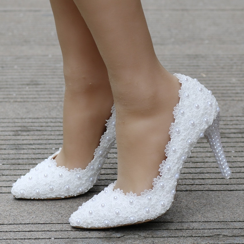 Small Heel Wedding Shoes
 small heel white lace wedding shoes 5cm high heels shoes
