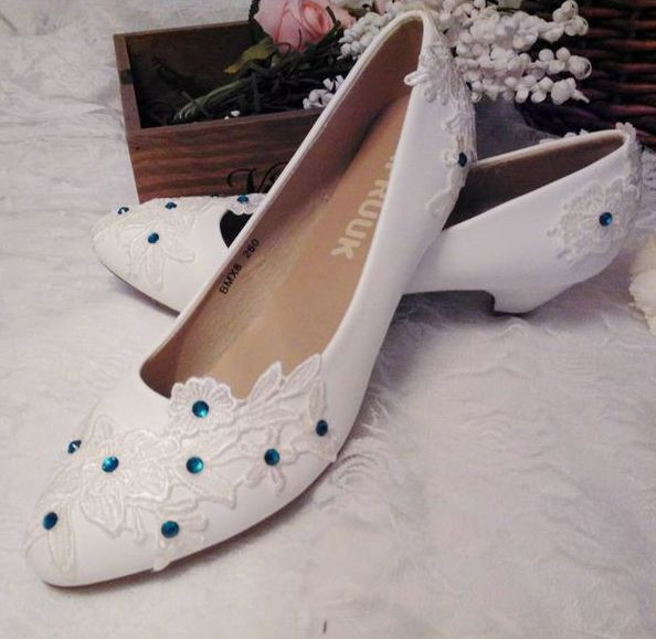 Small Heel Wedding Shoes
 3cm small low heel wedding shoes woman white lace green