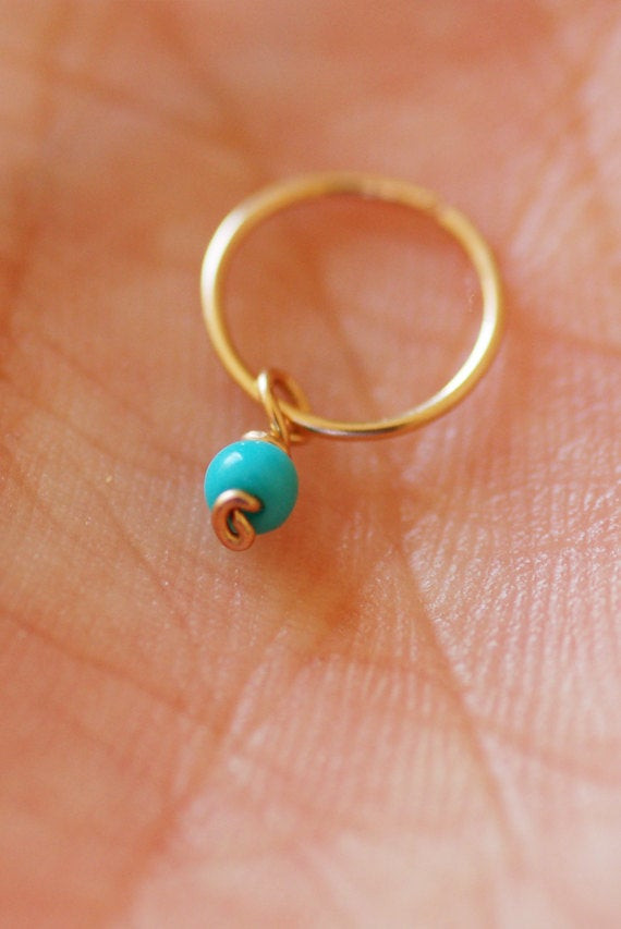Small Hoop Earrings For Cartilage
 Tiny hoop earring turquoise hoop small cartilage earring