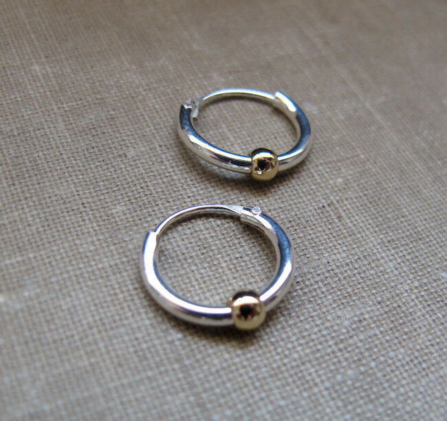 Small Hoop Earrings For Cartilage
 Gold Bead Sterling Silver Hoop Earrings 12mm Small Hoops