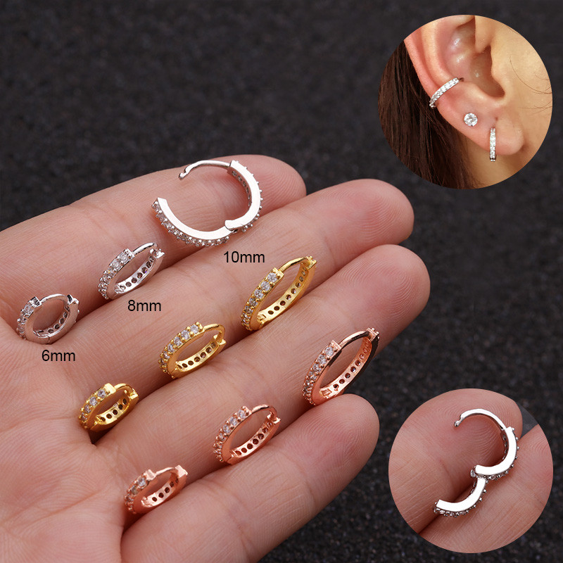 Small Hoop Earrings For Cartilage
 Feelgood 1Pc 6mm to 10mm Cz Cartilage Huggie Hoop Earring