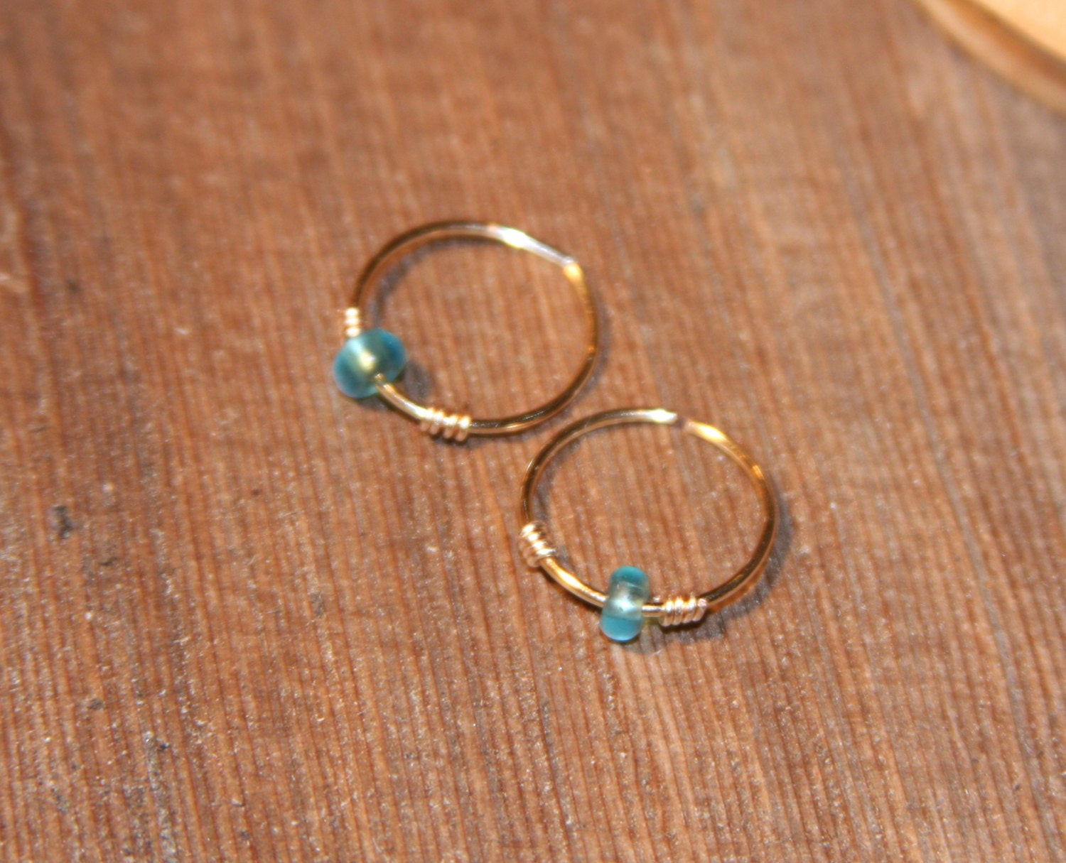 Small Hoop Earrings For Cartilage
 Small Cartilage Earrings Blue Beaded Nose Ring Nose Hoop