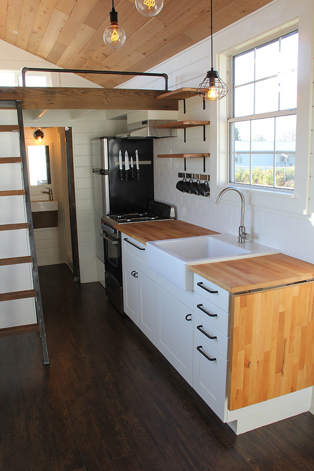 Small House Kitchen
 Rustic Industrial Tiny House Swoon