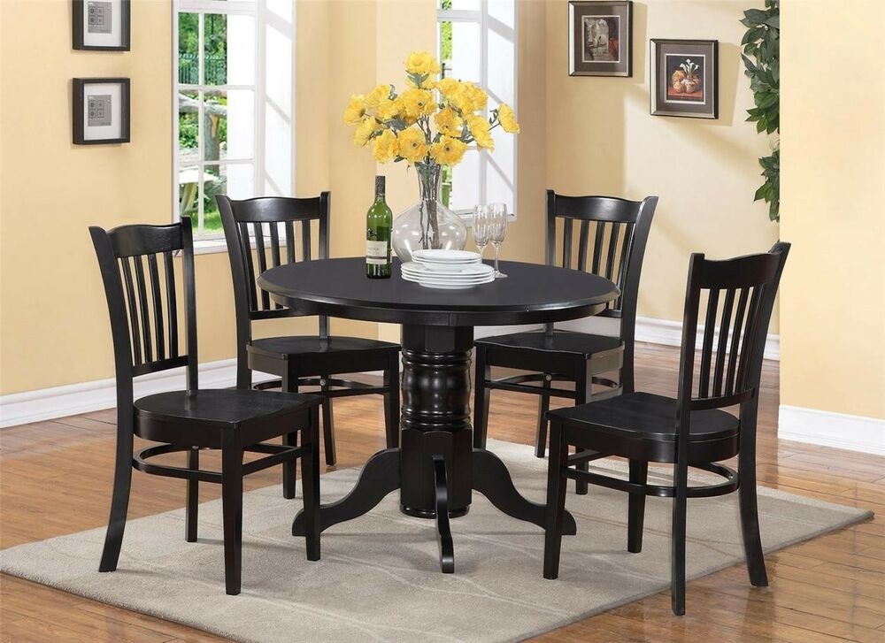 Small Round Kitchen Table Sets
 5 PC SHELTON ROUND DINETTE KITCHEN TABLE with 4 WOOD SEAT