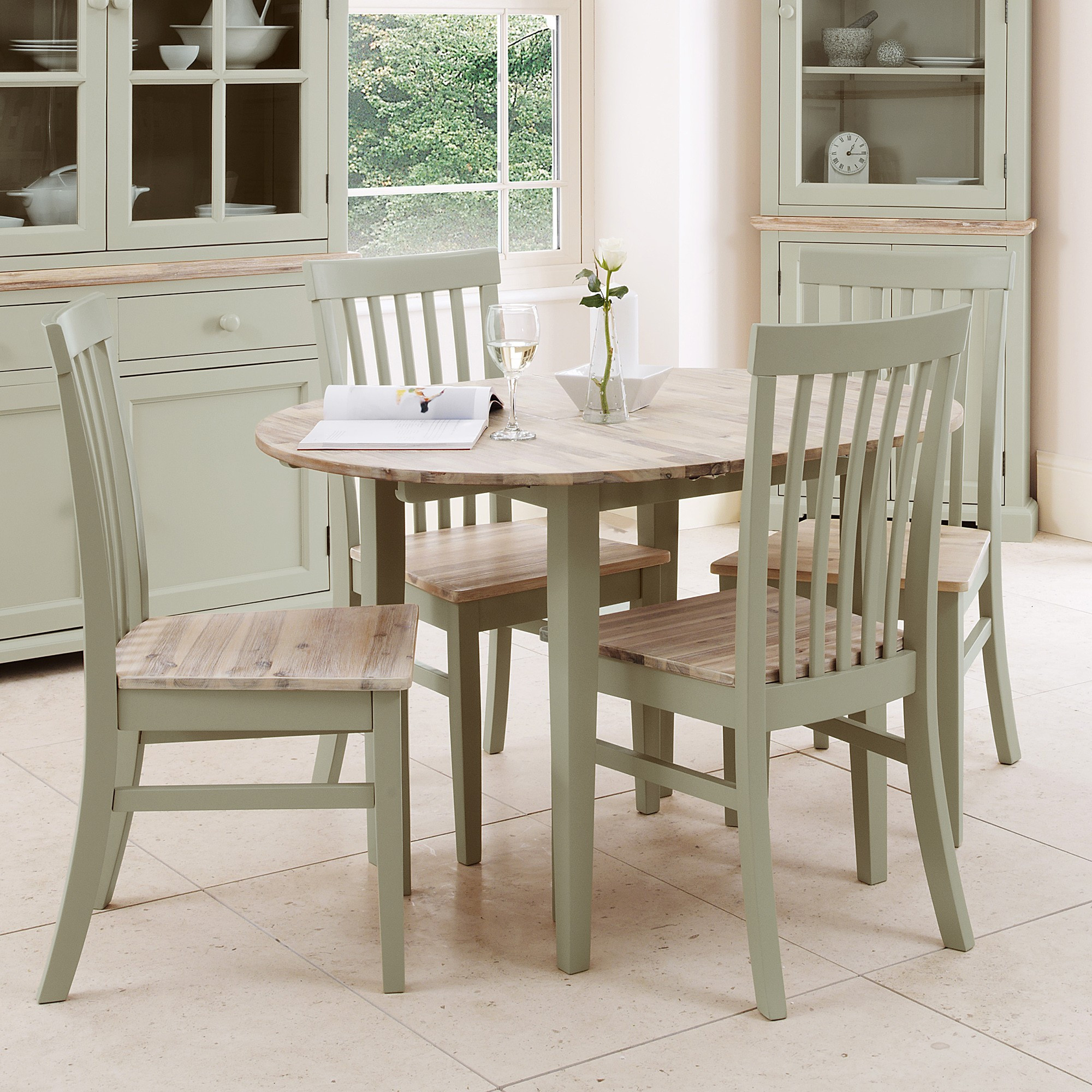 Small Round Kitchen Table Sets
 Florence round extended table 92 117cm sage green