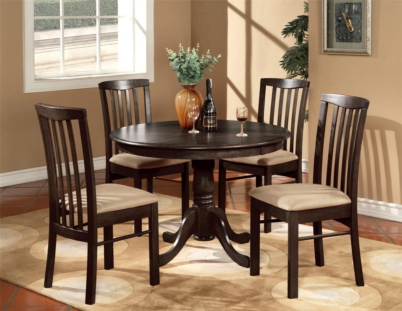 Small Round Kitchen Table Sets
 5PC ROUND 42" KITCHEN DINETTE SET TABLE AND 4 WOOD OR