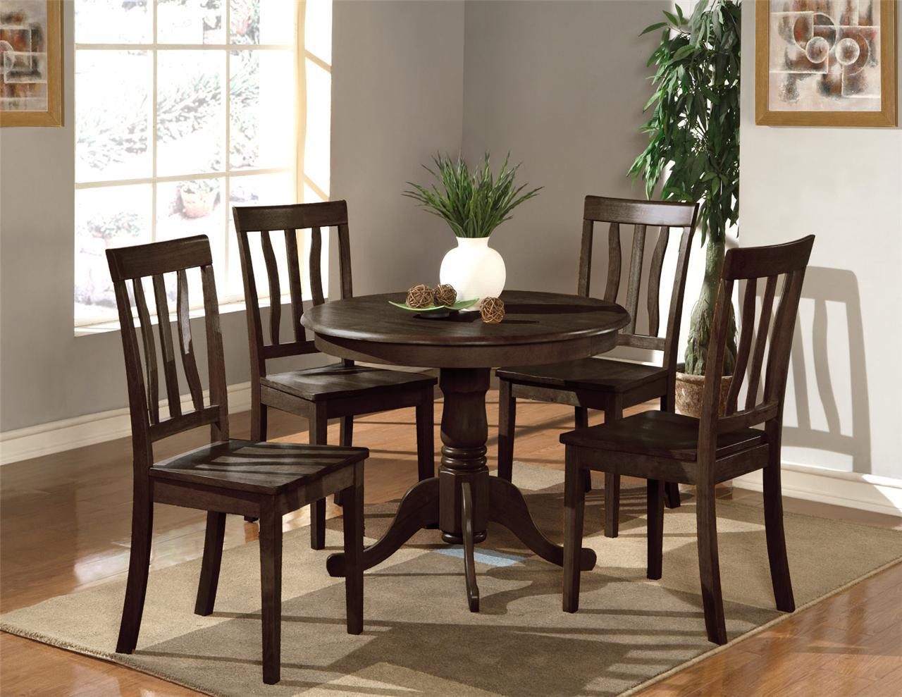 Small Round Kitchen Table Sets
 5 PC ROUND TABLE DINETTE KITCHEN TABLE & 4 WOOD OR PADDED