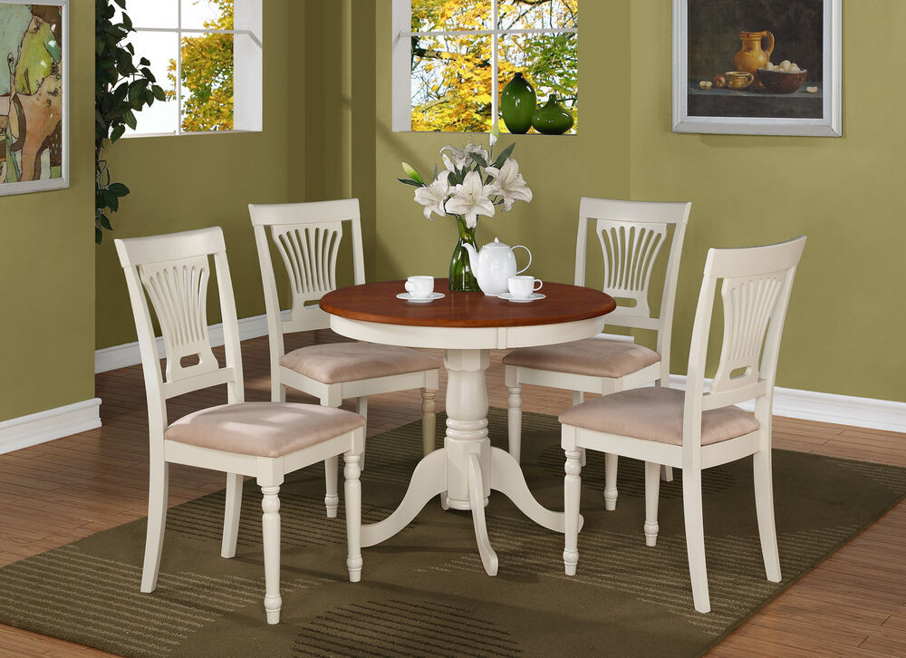 Small Round Kitchen Table
 5PC ANTIQUE ROUND DINETTE KITCHEN TABLE DINING SET WITH 4