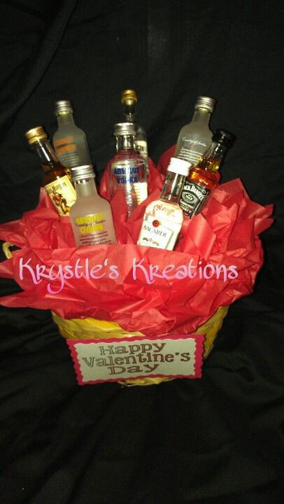 Small Valentine Gift Ideas
 Valentine s Day t basket filled with small liquor