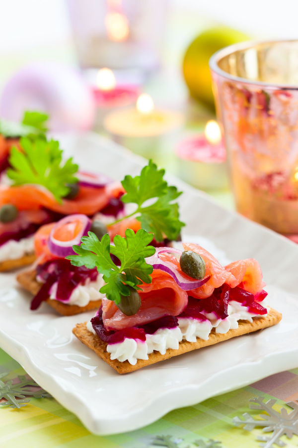 Smoked Salmon And Crackers Appetizer
 Elegant Hors d’Oeuvres Recipe Smoked Salmon & Beet