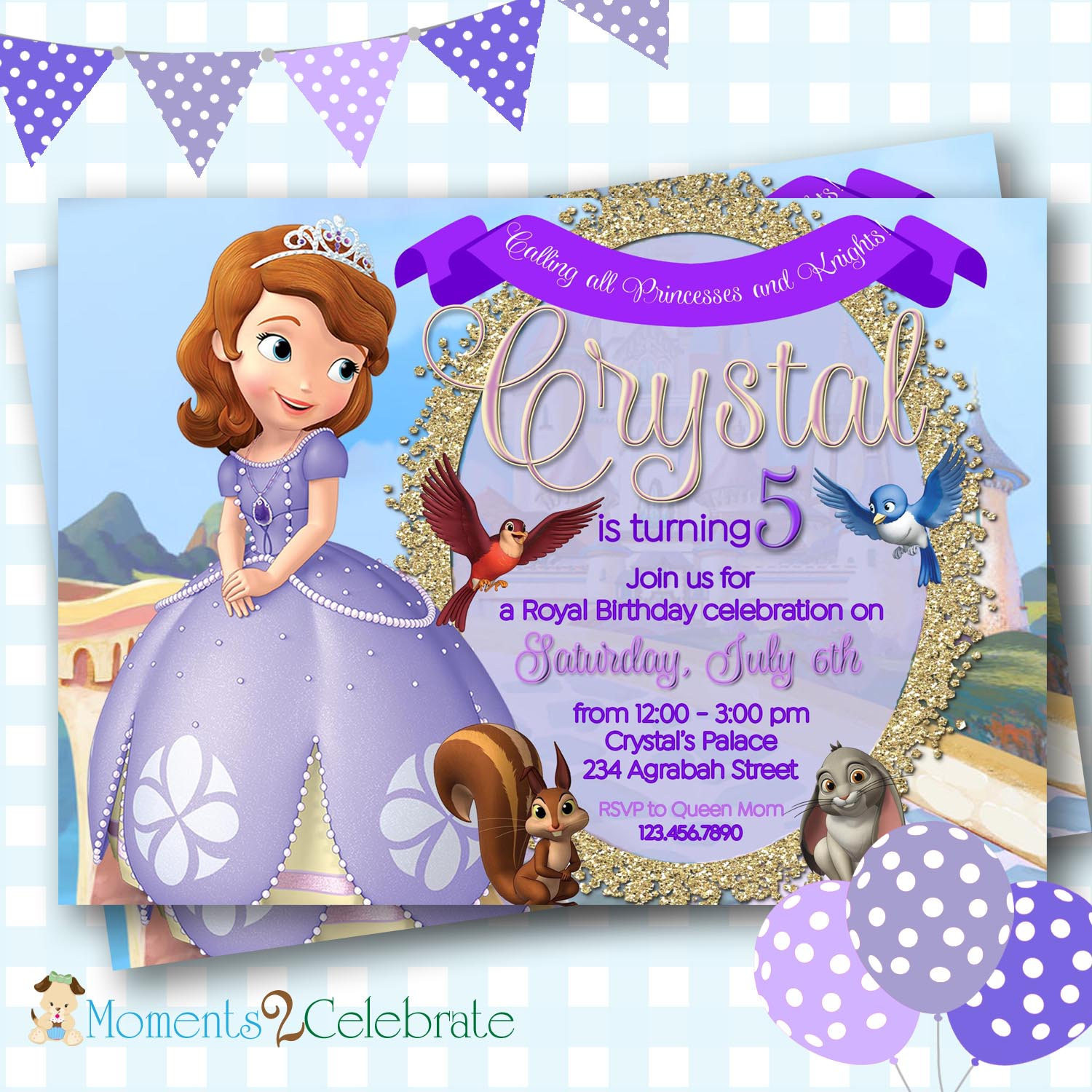 Sofia Birthday Invitations
 Princess Sofia Invitation Sofia the First Birthday