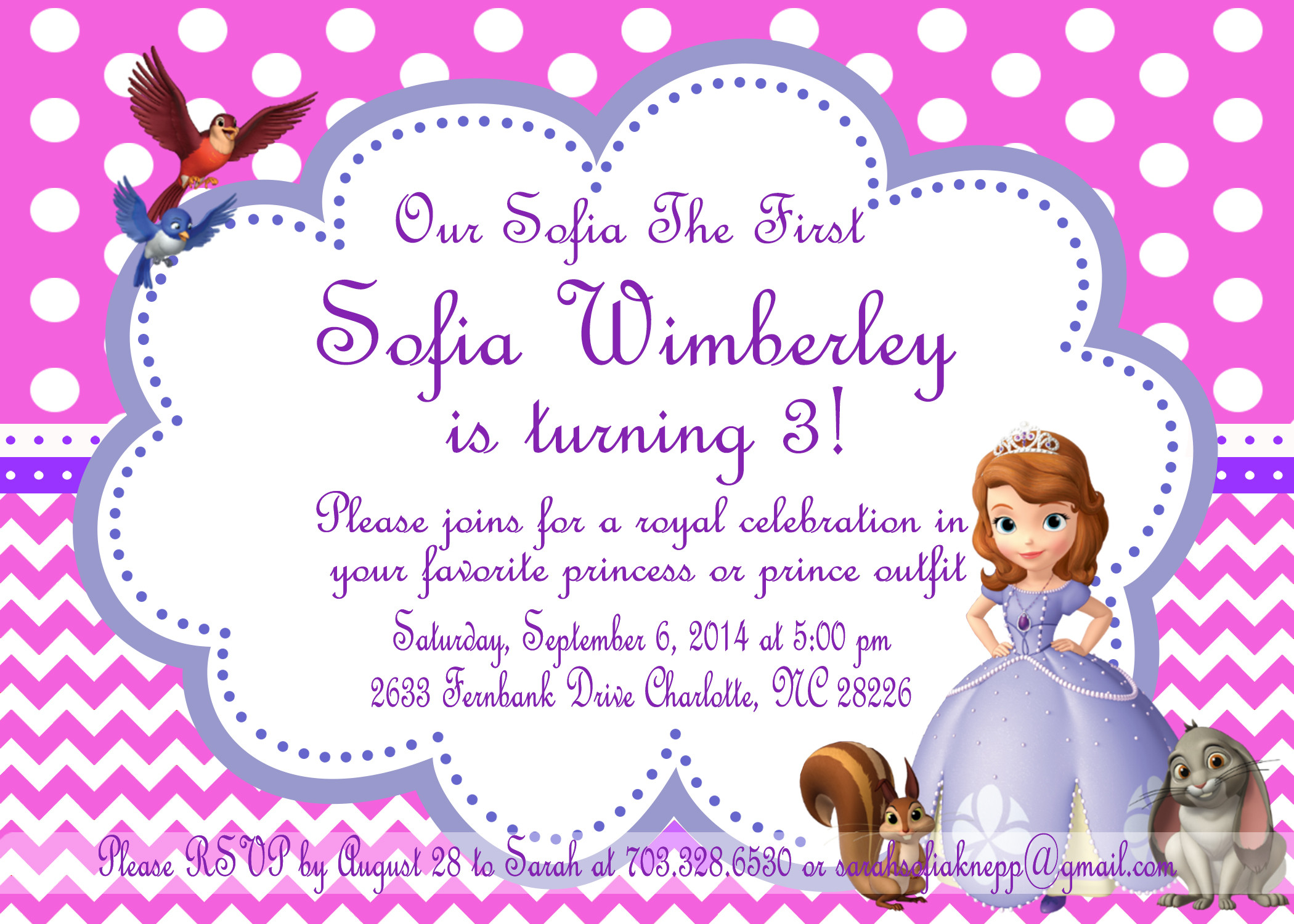 Sofia Birthday Invitations
 Sofia The First Birthday Party