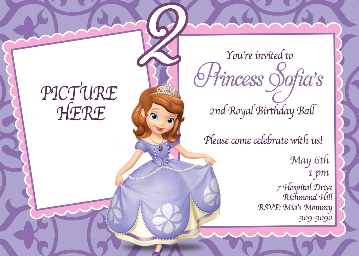 Sofia Birthday Invitations
 CUSTOM PHOTO Invitations Sofia the First Birthday Invitation