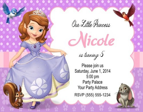 Sofia Birthday Invitations
 Sofia the First Birthday Party Invitations Personalized