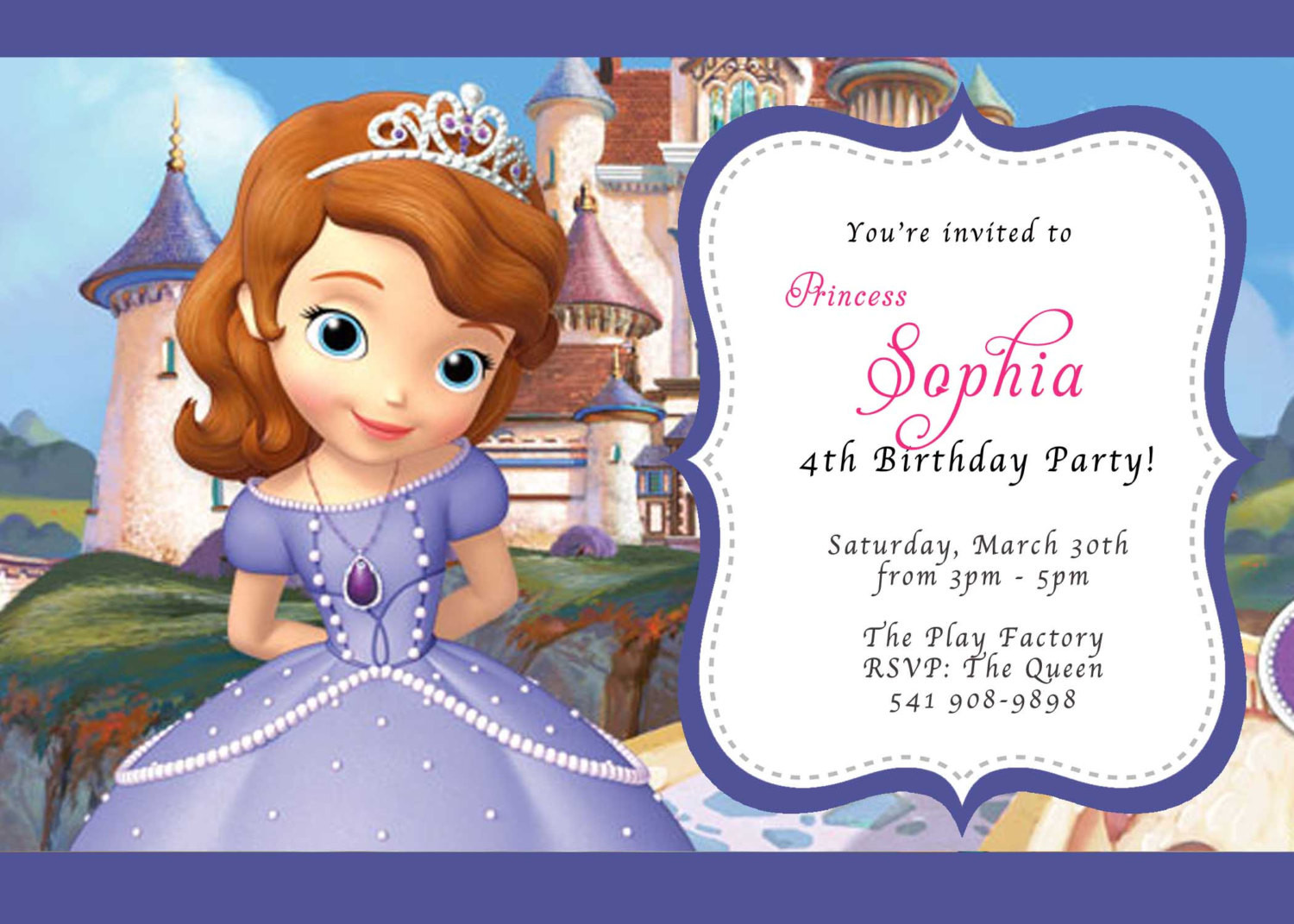 Sofia Birthday Invitations
 CUSTOM PHOTO Invitations Disney Sofia The First Birthday