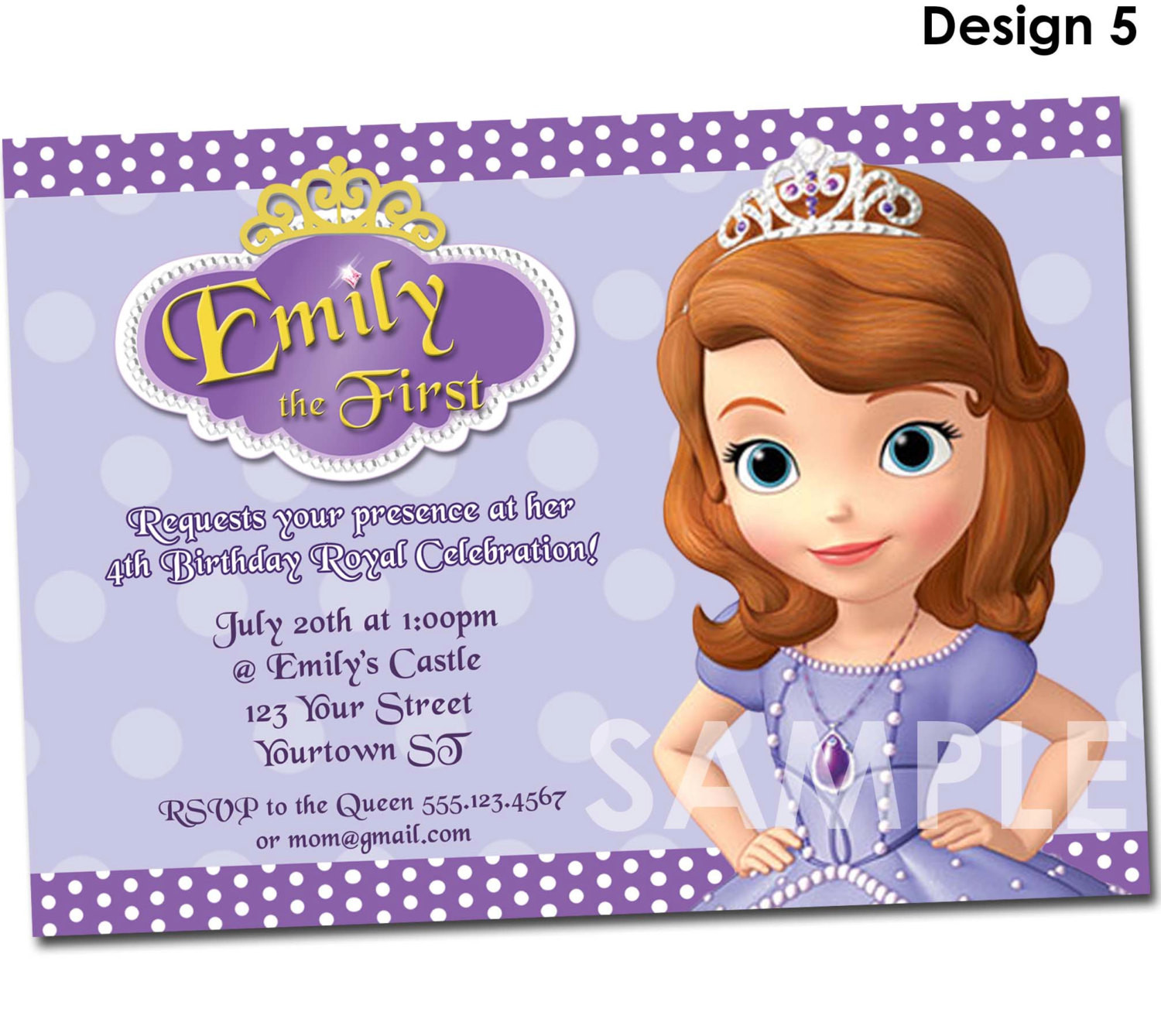 Sofia Birthday Invitations
 Sofia the First Birthday Invitation Printable Party Invite