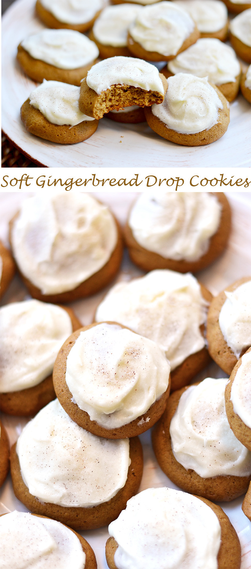 Soft Gingerbread Cookies
 Soft Gingerbread Drop Cookies with Cream Cheese Frosting