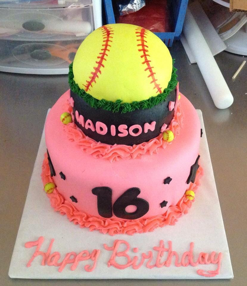 Softball Birthday Cakes
 Softball Themed Sweet 16 Cake