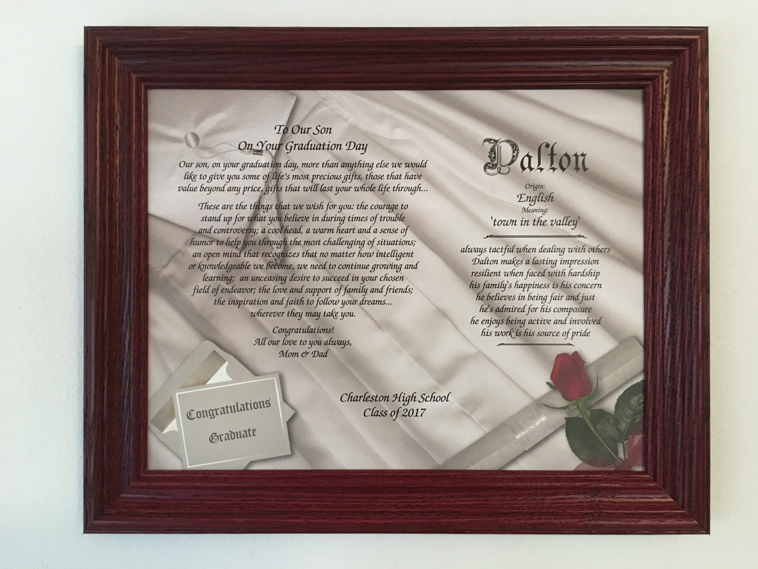 Son Graduation Gift Ideas
 Graduation Gift For Son Personalized Poem With First Name