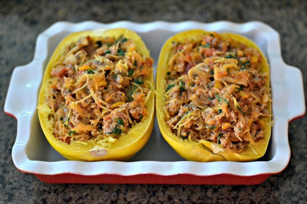 Spaghetti Squash Italian Sausage
 Stuffed Spaghetti Squash with Italian Sausage and Veggies