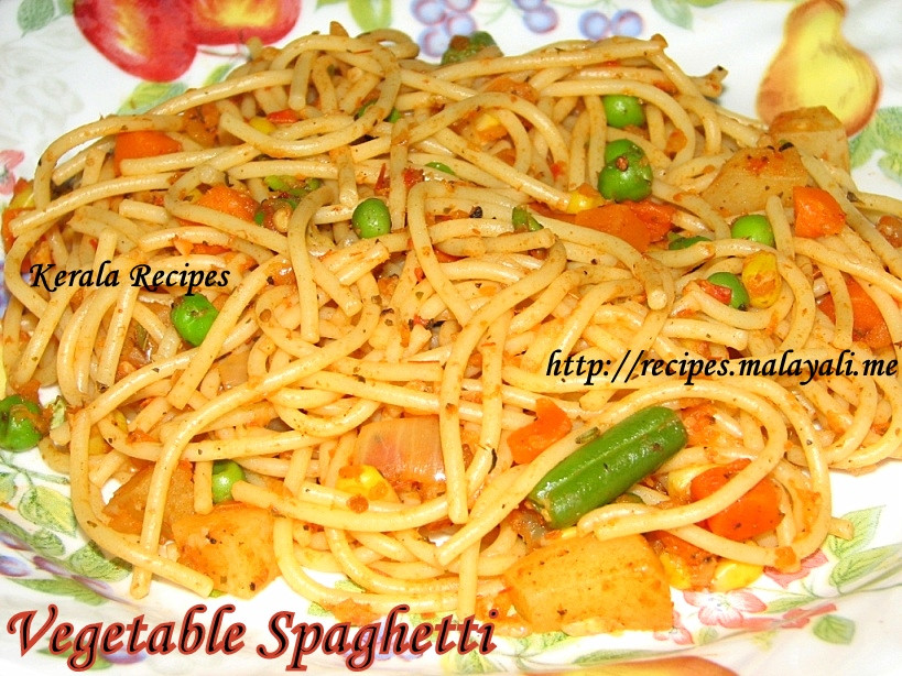 Spaghetti With Vegetables
 Ve able Spaghetti Kerala Recipes