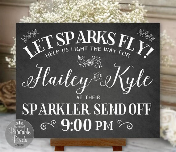 Sparklers Wedding Send Off
 Sparkler Send f Wedding Sign Chalkboard by Printable