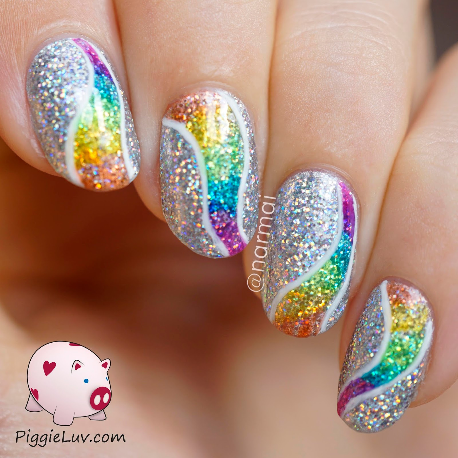 Sparkly Nail Designs
 PiggieLuv Glitter tornado nail art with OPI Color Paints