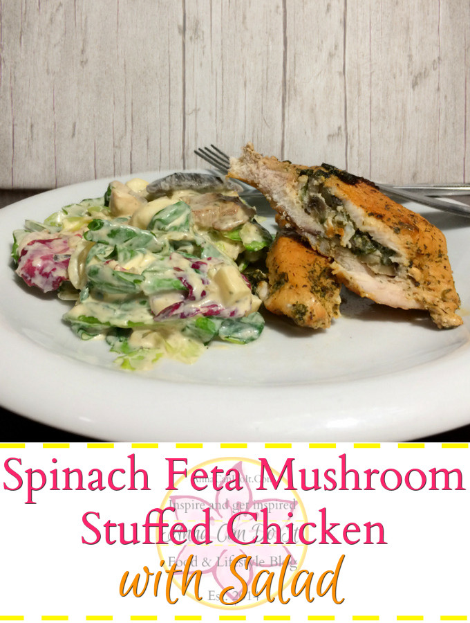 Spinach Mushroom Stuffed Chicken
 Spinach Feta Mushroom Stuffed Chicken with Salad